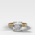Double Row Solitaire Engagement Ring With Asscher Cut Diamond