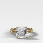 Double Row Solitaire Engagement Ring With Asscher Cut Diamond