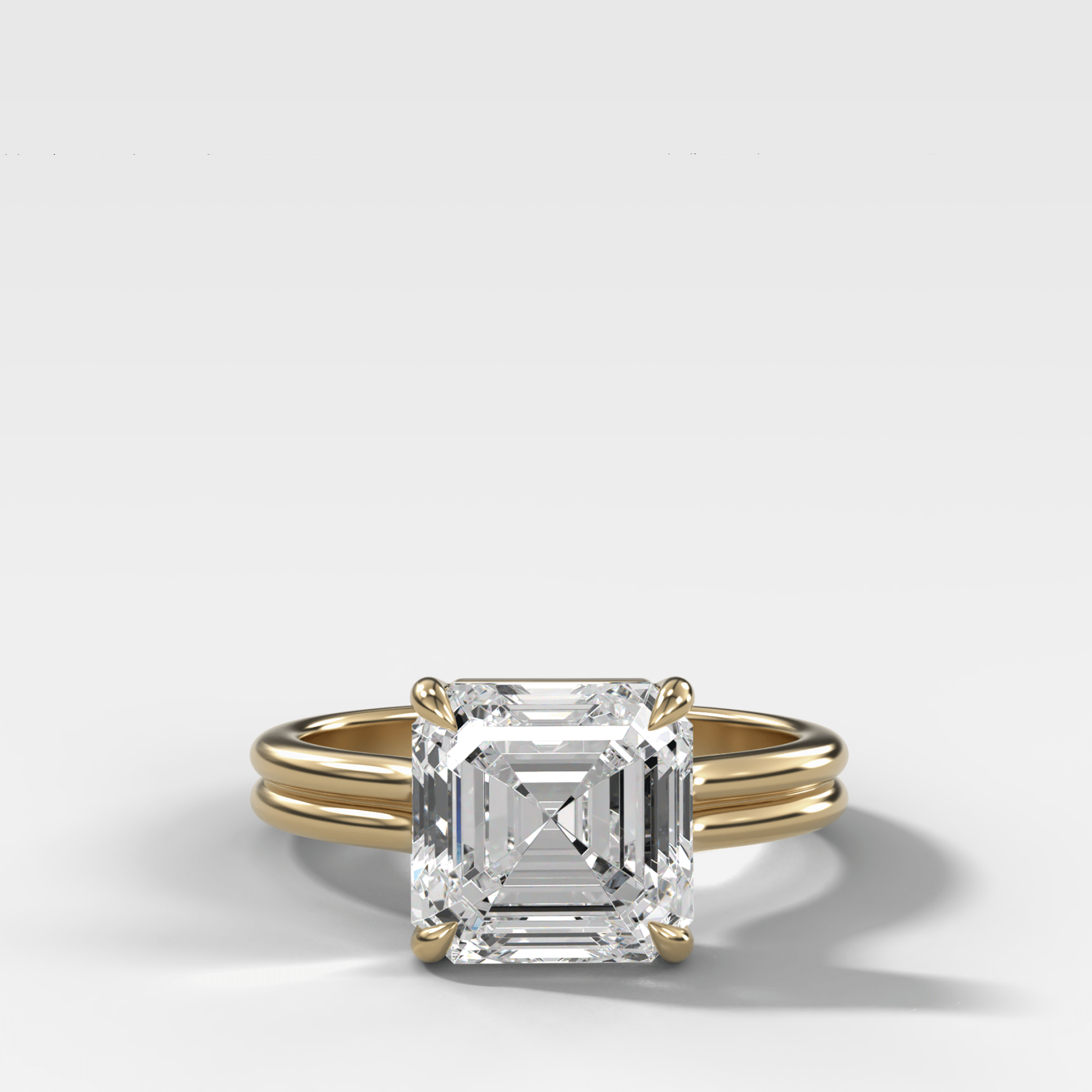 Double Row Solitaire Engagement Ring With Asscher Cut Diamond