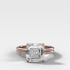 Double Row Solitaire Engagement Ring With Asscher Cut Diamond