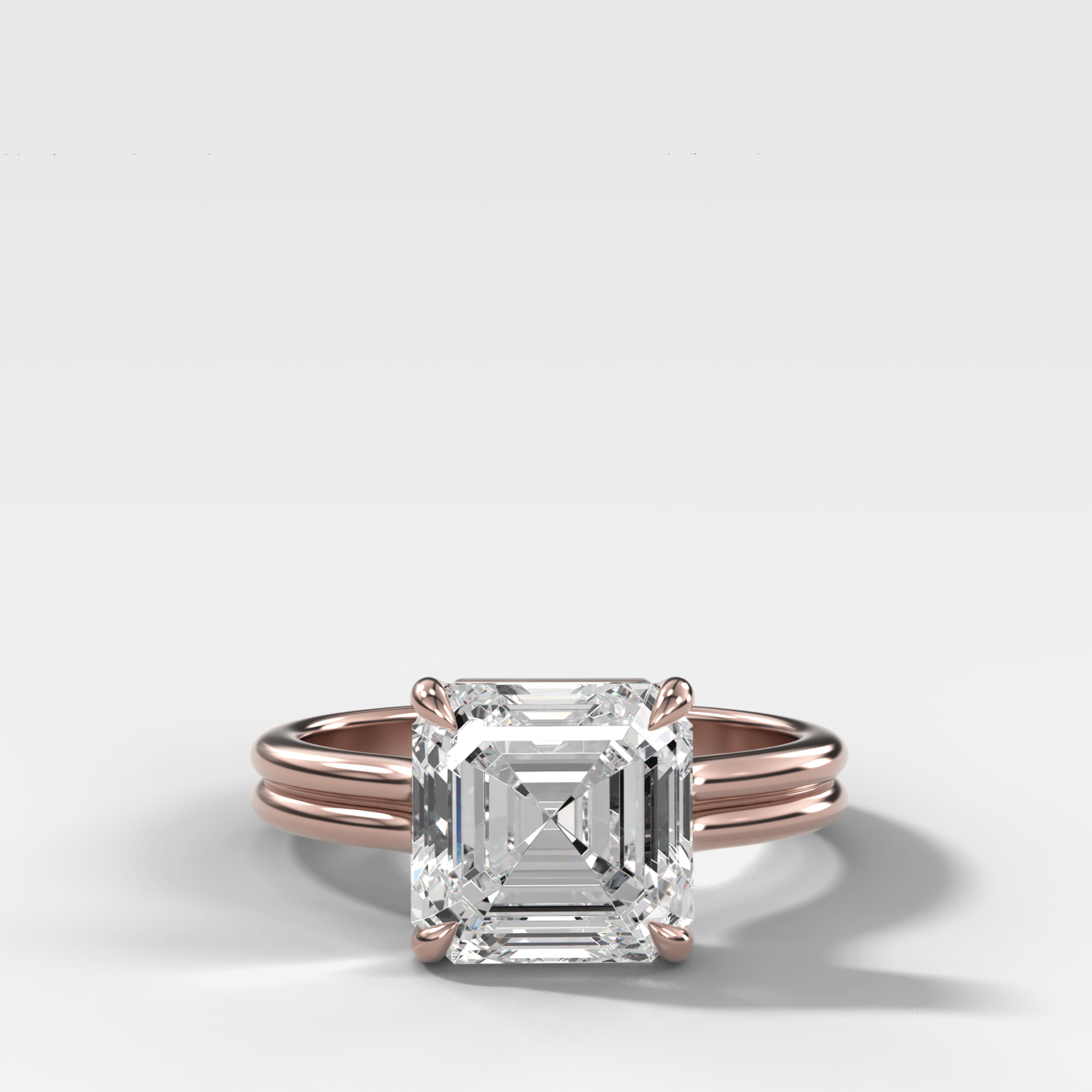 Double Row Solitaire Engagement Ring With Asscher Cut Diamond