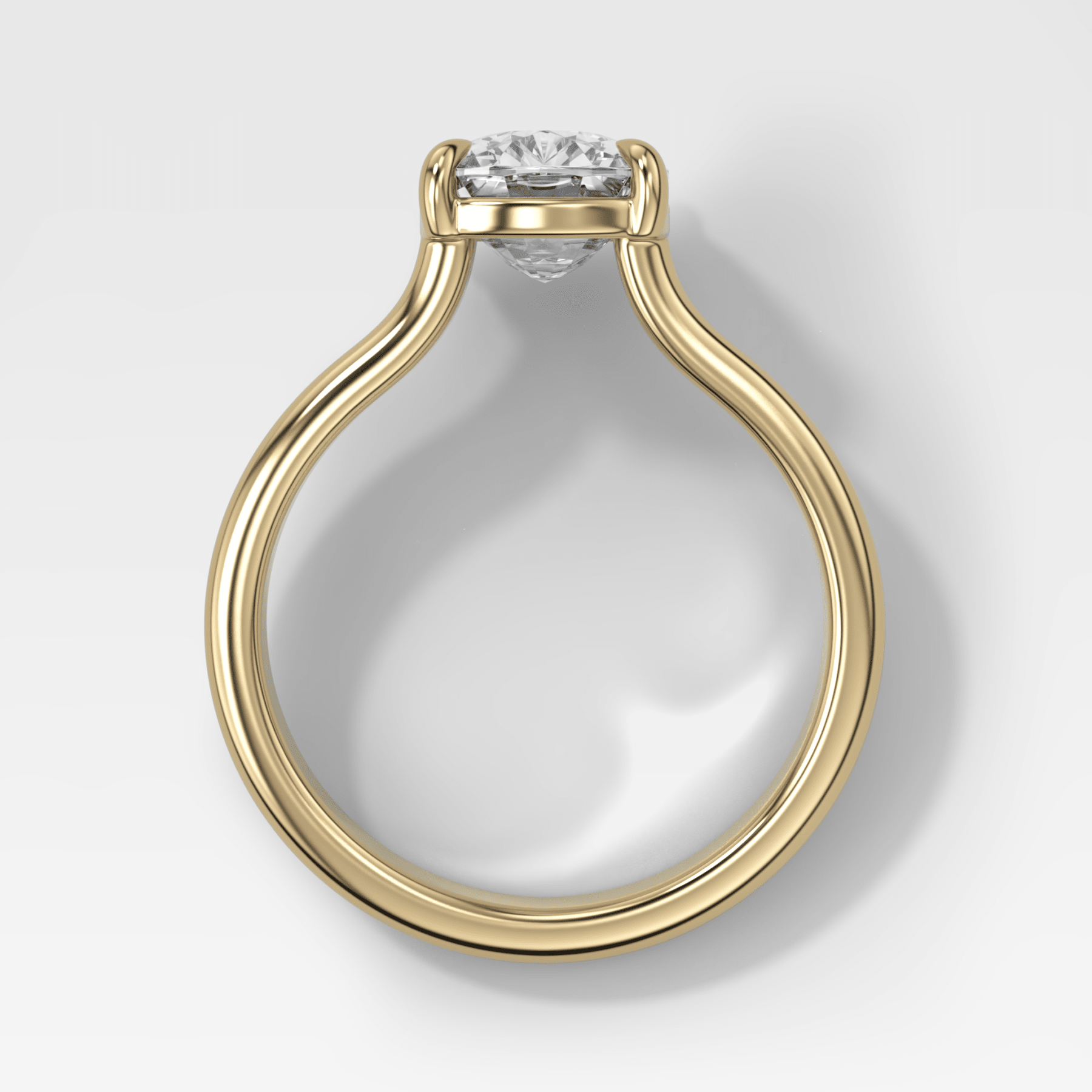 Double Row Solitaire Engagement Ring With Elongated Cushion Cut Diamond