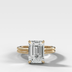 Double Row Solitaire Engagement Ring With Emerald Cut Diamond
