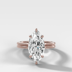 Double Row Solitaire Engagement Ring With Marquise Cut Diamond