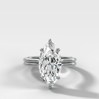 Double Row Solitaire Engagement Ring With Marquise Cut Diamond
