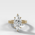 Double Row Solitaire Engagement Ring With Marquise Cut Diamond