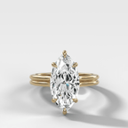 Double Row Solitaire Engagement Ring With Marquise Cut Diamond
