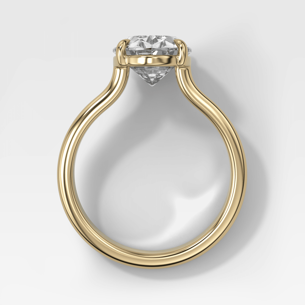 Double Row Solitaire Engagement Ring With Oval Cut Diamond