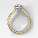Double Row Solitaire Engagement Ring With Oval Cut Diamond