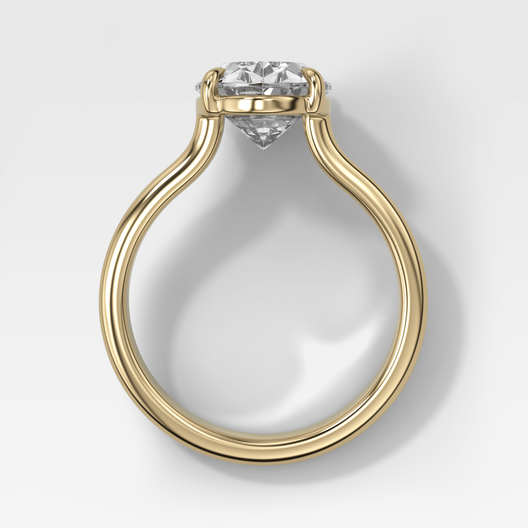 Double Row Solitaire Engagement Ring With Oval Cut Diamond