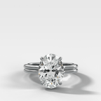 Double Row Solitaire Engagement Ring With Oval Cut Diamond