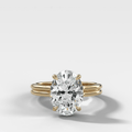 Double Row Solitaire Engagement Ring With Oval Cut Diamond