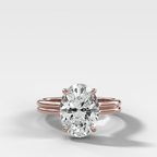 Double Row Solitaire Engagement Ring With Oval Cut Diamond