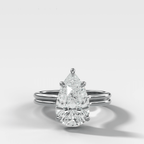 Double Row Solitaire Engagement Ring With Pear Cut Diamond