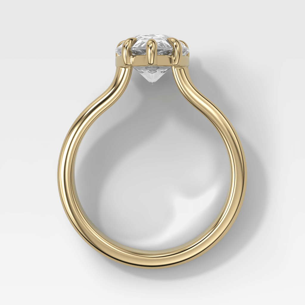 Double Row Solitaire Engagement Ring With Pear Cut Diamond