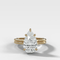 Double Row Solitaire Engagement Ring With Pear Cut Diamond
