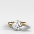 Double Row Solitaire Engagement Ring With Round Cut Diamond