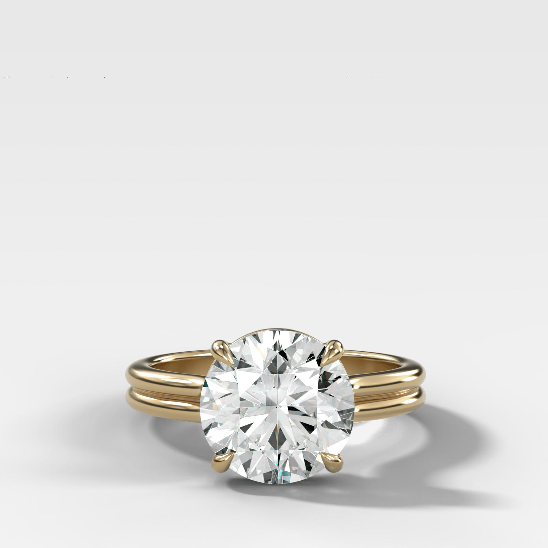 Double Row Solitaire Engagement Ring With Round Cut Diamond