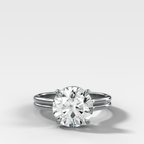 Double Row Solitaire Engagement Ring With Round Cut Diamond