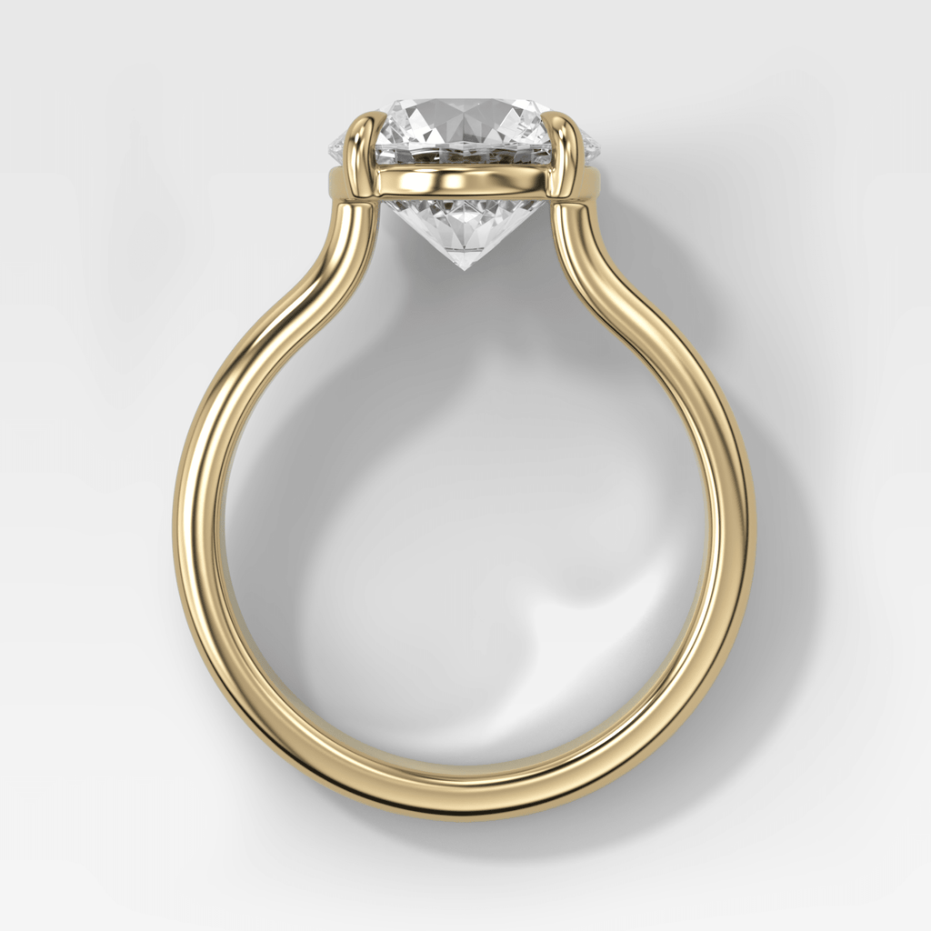 Double Row Solitaire Engagement Ring With Round Cut Diamond