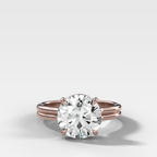Double Row Solitaire Engagement Ring With Round Cut Diamond