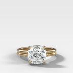 Double Row Solitaire Engagement Ring With Square Cushion Cut Diamond