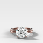 Double Row Solitaire Engagement Ring With Square Cushion Cut Diamond