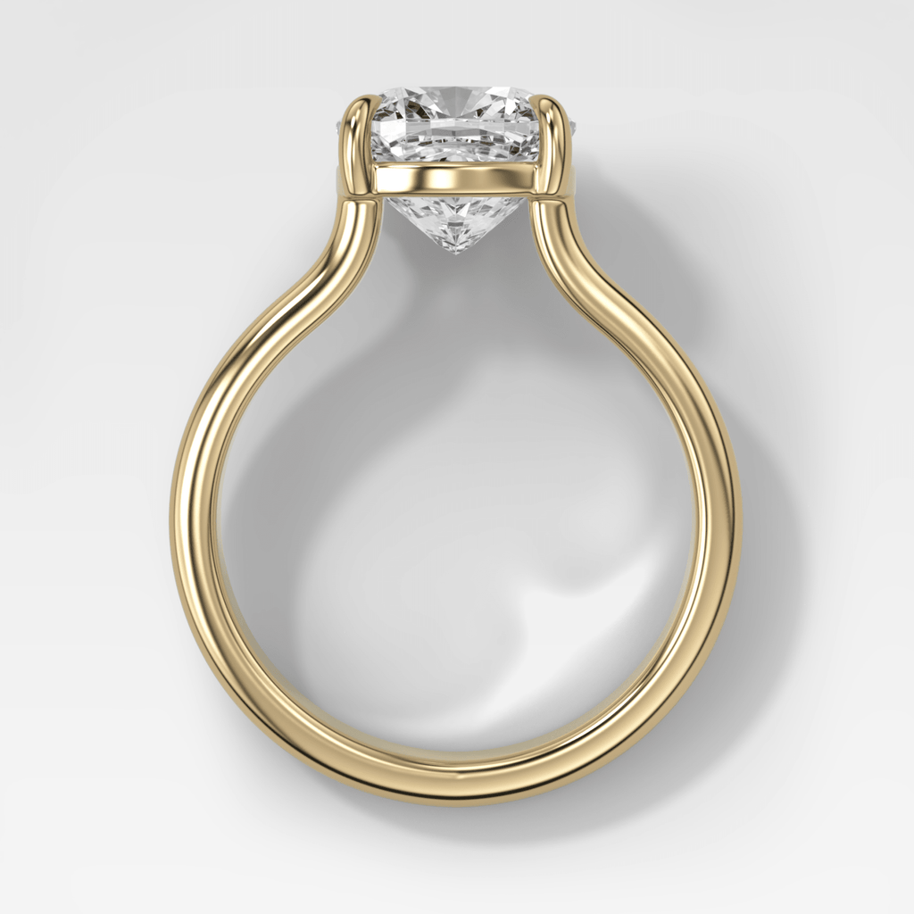 Double Row Solitaire Engagement Ring With Square Cushion Cut Diamond