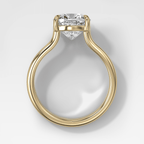 Double Row Solitaire Engagement Ring With Square Cushion Cut Diamond