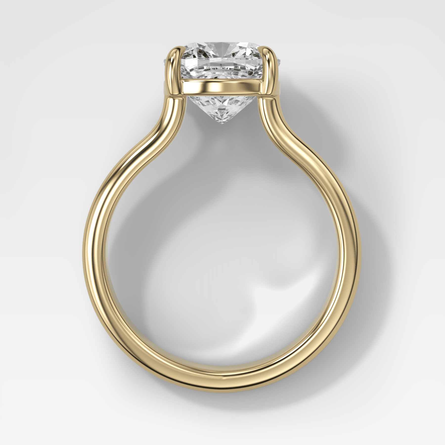 Double Row Solitaire Engagement Ring With Square Cushion Cut Diamond