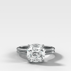 Double Row Solitaire Engagement Ring With Square Cushion Cut Diamond