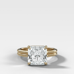 Double Row Solitaire Engagement Ring With Square Radiant Cut Diamond