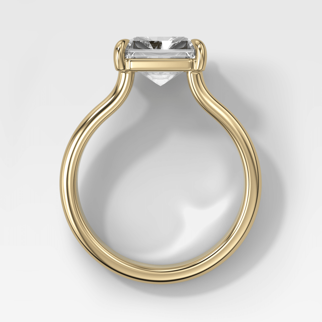 Double Row Solitaire Engagement Ring With Square Radiant Cut Diamond
