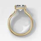 Double Row Solitaire Engagement Ring With Square Radiant Cut Diamond