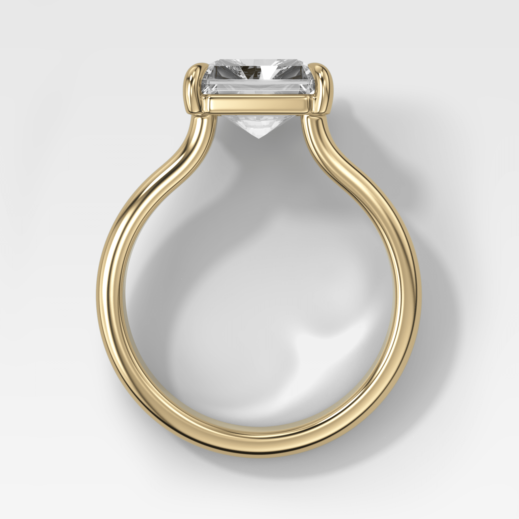Double Row Solitaire Engagement Ring With Square Radiant Cut Diamond