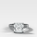 Double Row Solitaire Engagement Ring With Square Radiant Cut Diamond