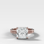 Double Row Solitaire Engagement Ring With Square Radiant Cut Diamond
