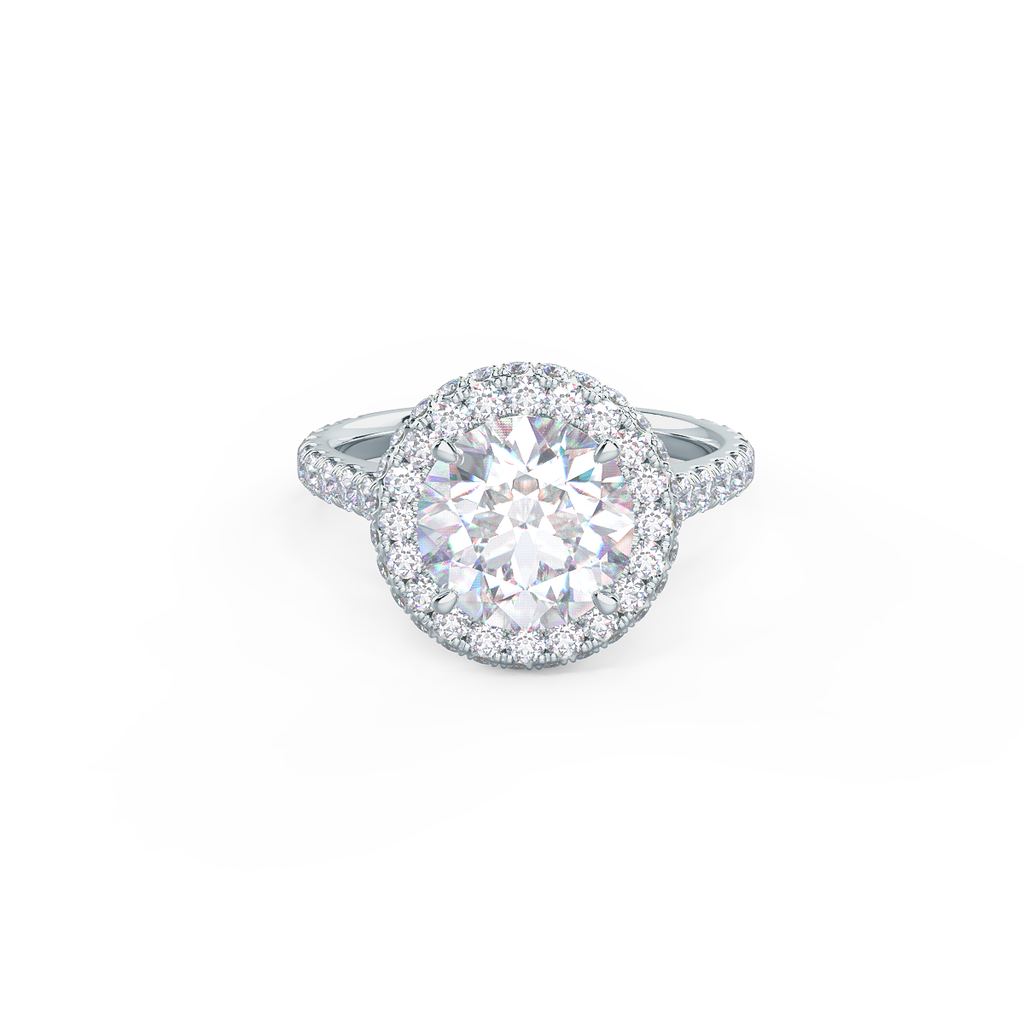 2.0 CT Round Brilliant Cut Moissanite Halo Engagement Ring