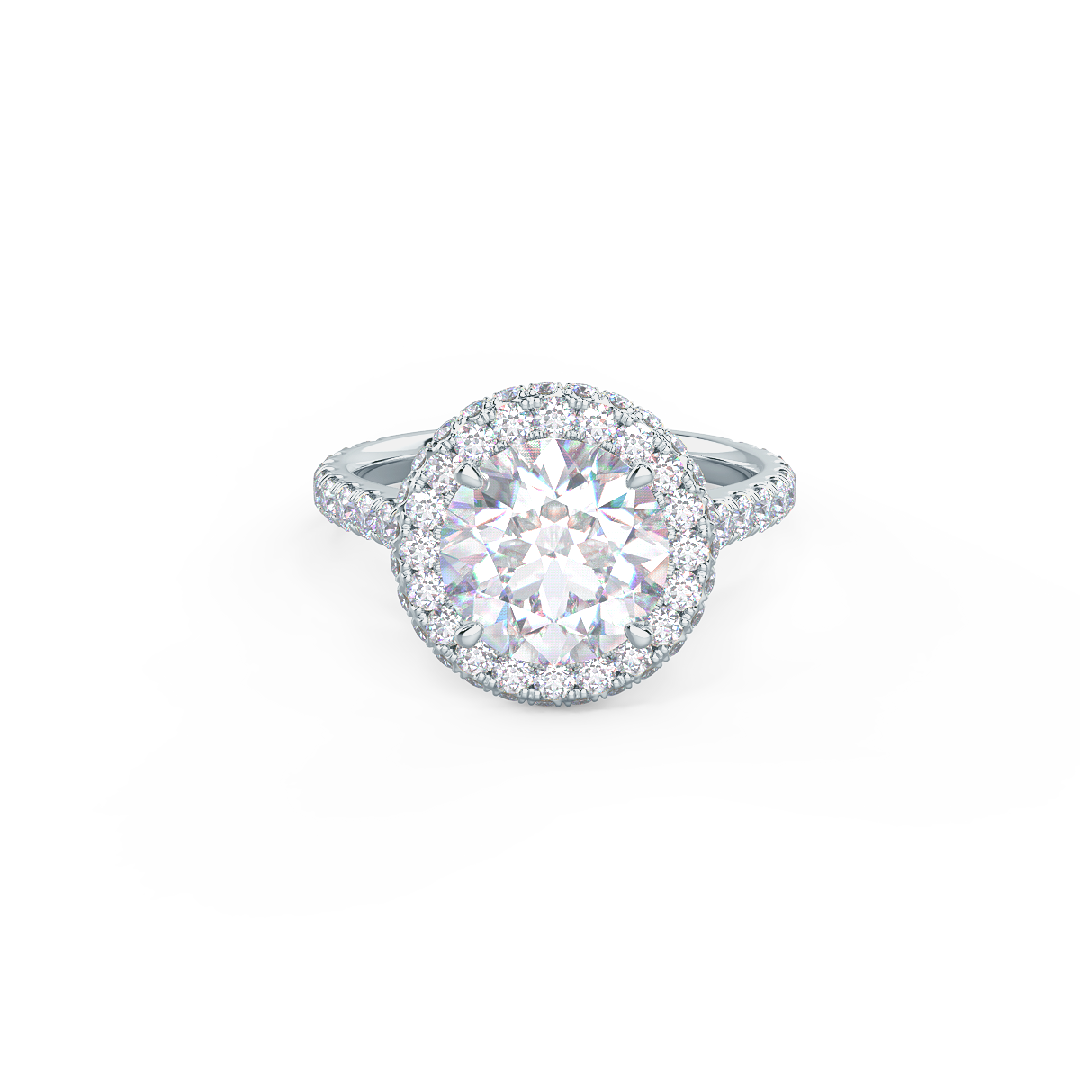 2.0 CT Round Brilliant Cut Moissanite Halo Engagement Ring