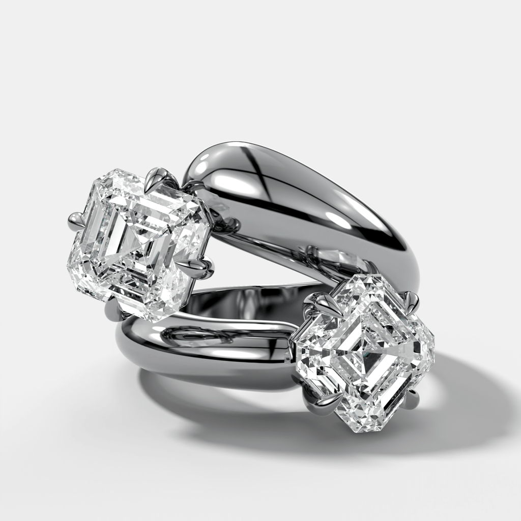 Double Wrap Engagement Ring with Asscher Cut Diamonds 6CTW