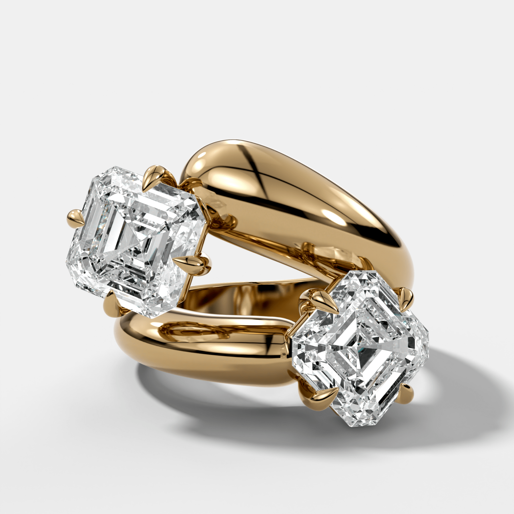 Double Wrap Engagement Ring with Asscher Cut Diamonds 6CTW