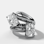 Double Wrap Engagement Ring with Elongated Cushion Cut Diamonds 6CTW