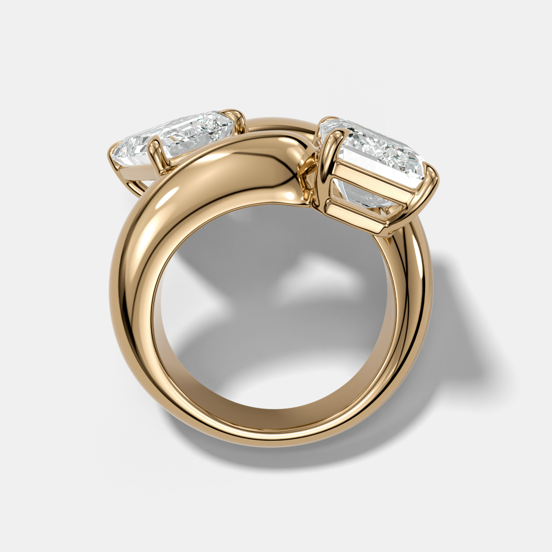 Double Wrap Engagement Ring with Emerald Cut Diamonds 6CTW