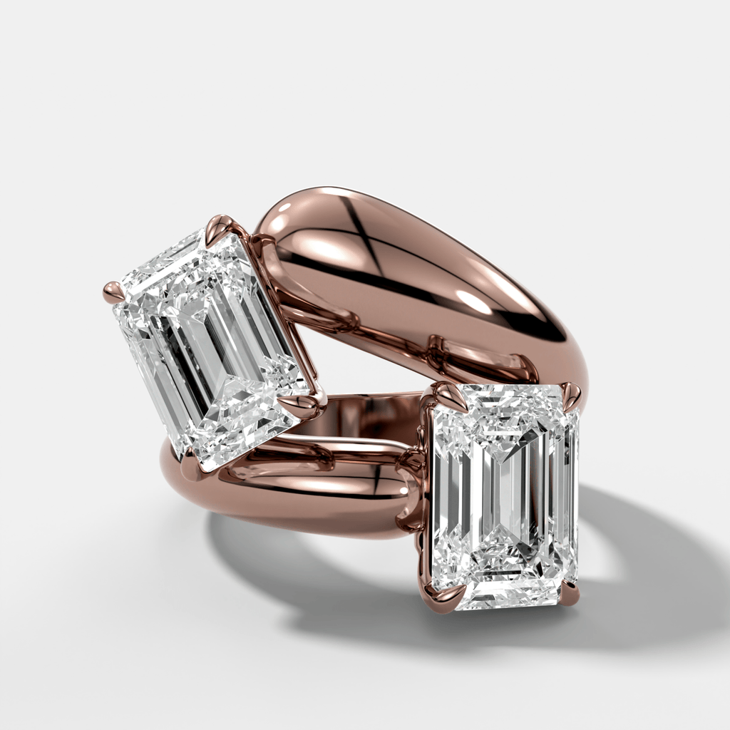 Double Wrap Engagement Ring with Emerald Cut Diamonds 6CTW