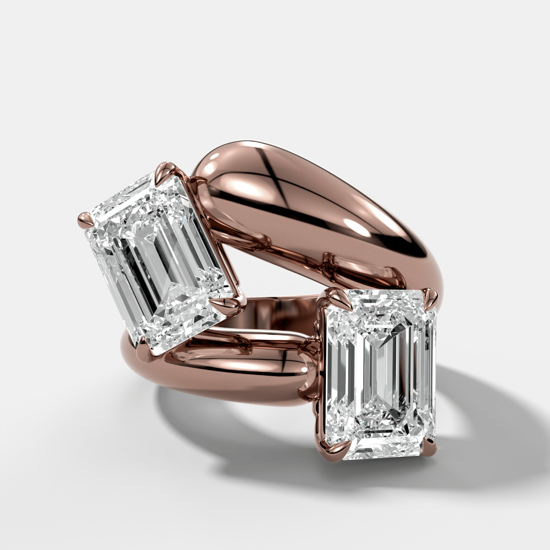 Double Wrap Engagement Ring with Emerald Cut Diamonds 6CTW