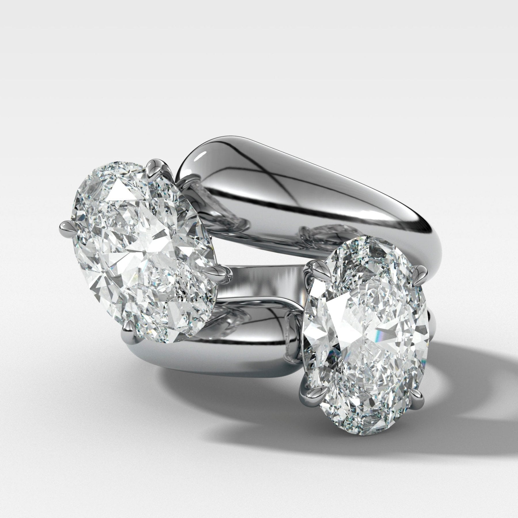 Double Wrap Engagement Ring with Oval Cut Diamonds 6CTW