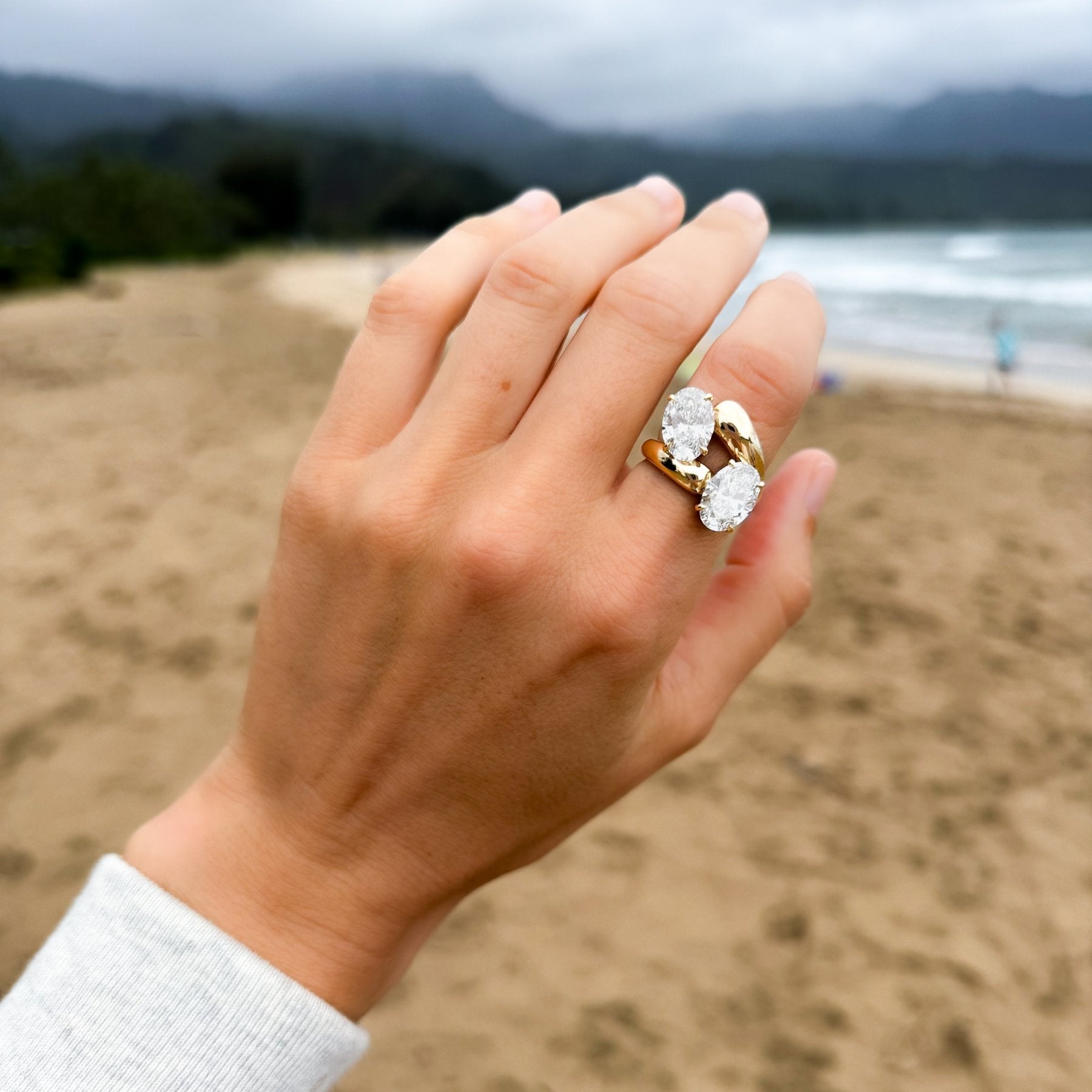 Double Wrap Engagement Ring with Oval Cut Diamonds 6CTW