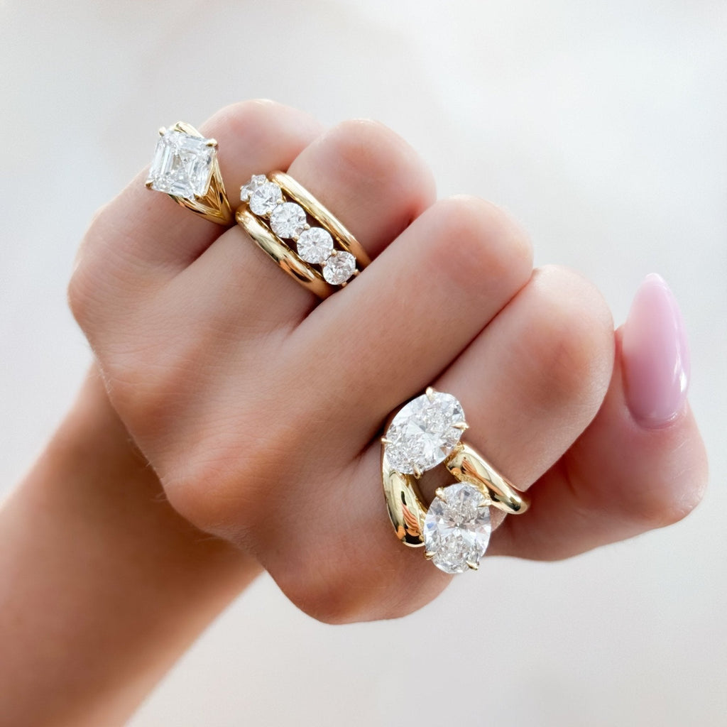 Double Wrap Engagement Ring with Oval Cut Diamonds 6CTW