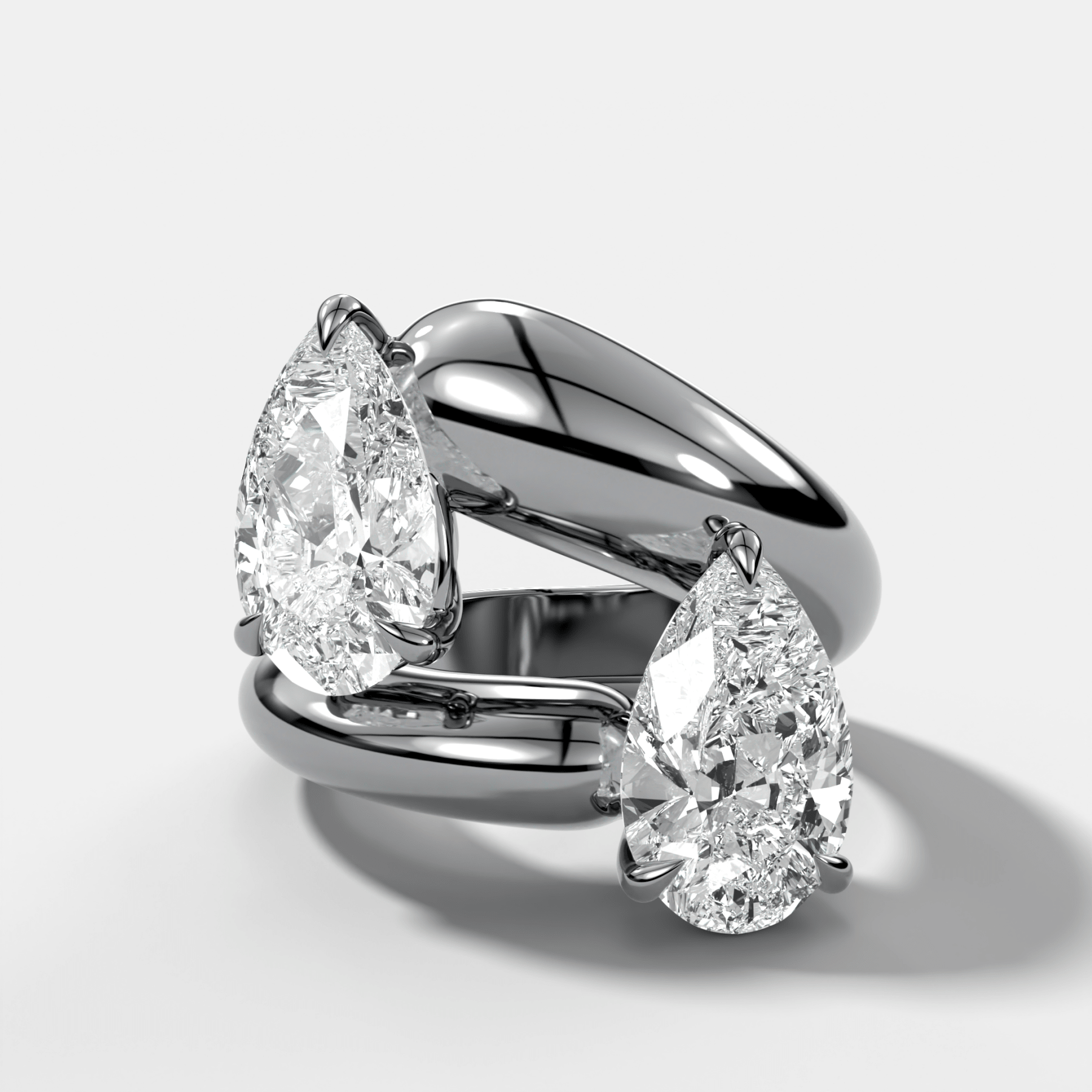 Double Wrap Engagement Ring with Pear Cut Diamonds 6CTW