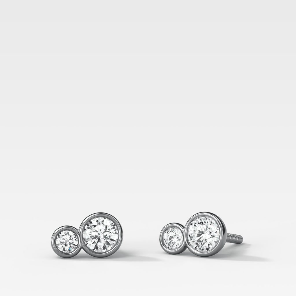 Dual Bezel Set Round Diamond Stud Earrings